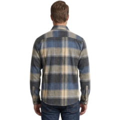 Camisa Masculina MX72 Tradicional Xadrez Flanelada Mista Bege Azul Manga Longa Ref:24027