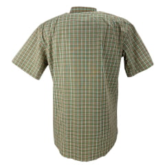 Camisa Masculina Os Moiadeiros Manga Curta Xadrez Laranja Logo Bordado Verde Ref:CMC2458