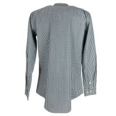 Camisa Masculina Os Moiadeiros Manga Longa Xadrez Azul/Branco Logo Bordado Verde Ref:CML2453