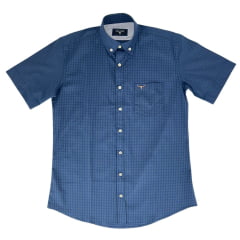 Camisa Masculina Os Moiadeiros Quadriculado Verde Azul Com Bolso E Logo Bordado Marrom Claro Ref:CMC2485