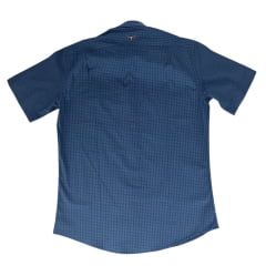 Camisa Masculina Os Moiadeiros Quadriculado Verde Azul Com Bolso E Logo Bordado Marrom Claro Ref:CMC2485
