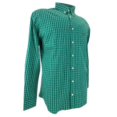 Camisa Masculina Os Moiadeiros Manga Longa Xadrez Verde Bordado Vinho Ref:CML2479