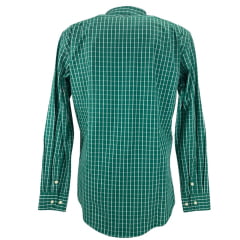 Camisa Masculina Os Moiadeiros Manga Longa Xadrez Verde Bordado Vinho Ref:CML2479