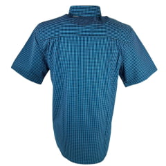 Camisa Masculina Os Vaqueiros Manga Curta Xadrez Preto/Azul Claro Com Logo No Bolso REF: V19-7001XP