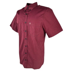 Camisa Masculina Os Vaqueiros Manga Curta Xadrez Preto/Vermelho Com Logo No Bolso REF: V19-7001XP