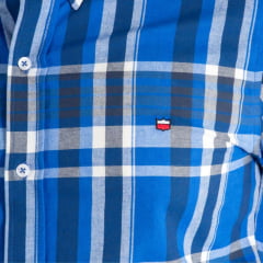Camisa Masculina Os Vaqueiros Manga Longa Oxfordine Xadrez Azul Royal Ref: V26-20202