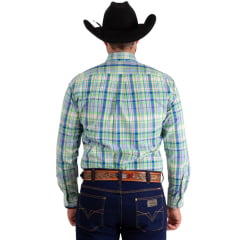 Camisa Masculina Os Vaqueiros Manga Longa Oxfordine Xadrez Verde Ref: V26-20202