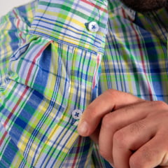 Camisa Masculina Os Vaqueiros Manga Longa Oxfordine Xadrez Verde Ref: V26-20202