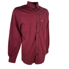 Camisa Masculina Os Vaqueiros Manga Longa Xadrez Azul/Vermelho Com Logo No Bolso REF: V19-7003XP