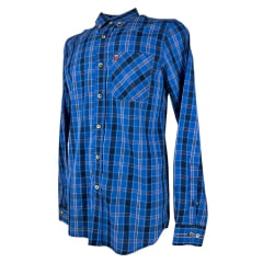 Camisa Masculina Os Vaqueiros Xadrez Azul Com Vermelho Manga Longa Ref: 7003