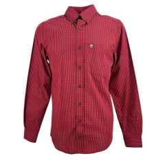 Camisa Masculina Os Vaqueiros Xadrez Pequeno Preto E Vermelho Manga Longa Ref: V19-7003XP