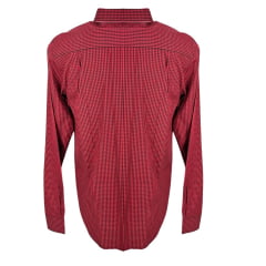 Camisa Masculina Os Vaqueiros Xadrez Pequeno Preto E Vermelho Manga Longa Ref: V19-7003XP