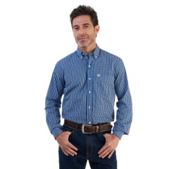 Camisa Masculina Ox Horns Azul/Vermelha E Branca Com Logo Branco Manga Longa Ref:9596