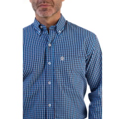 Camisa Masculina Ox Horns Azul/Vermelha E Branca Com Logo Branco Manga Longa Ref:9596