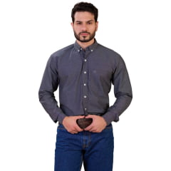 Camisa Masculina Ox Horns Manga Longa Cinza Chumbo Ref:9522 Camisa Masculina Ox Horns Manga Longa Cinza Chumbo Ref:9522