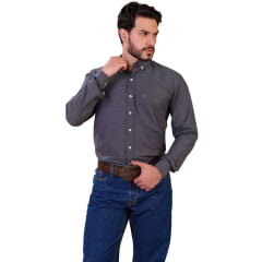 Camisa Masculina Ox Horns Manga Longa Cinza Chumbo Ref:9522