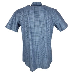 Camisa Masculina Ox Horns Xadrez Azul Manga Curta Com Logo Amarelo Ref:9010