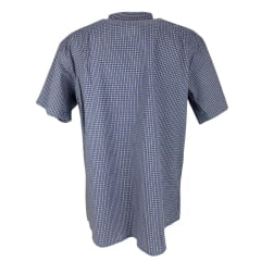 Camisa Masculina Ox Horns Xadrez Azul Manga Curta Com Logo Vermelho Ref:9010
