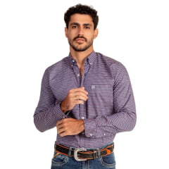 Camisa Masculina Ox Horns Xadrez Azul/Vermelho Manga Longa REF 9582