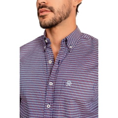 Camisa Masculina Ox Horns Xadrez Azul/Vermelho Manga Longa REF 9582