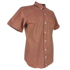 Camisa Masculina Ox Horns Xadrez Laranja Manga Curta Com Logo Laranja Ref:9005