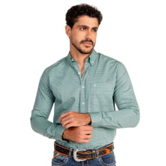 Camisa Masculina Ox Horns Xadrez Verde Manga Longa REF 9589