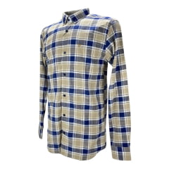 Camisa Masculina Pampa Sul Azul/Bege - Ref. 16106-IS