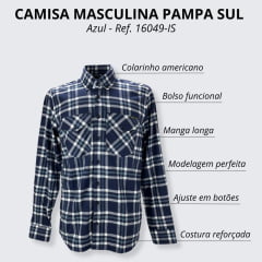 Camisa Masculina Pampa Sul Azul Marinho - Ref. 16049-IS