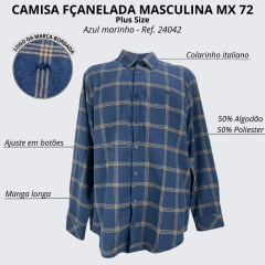 Camisa Masculina Plus Size MX 72 Concept Flanela Azul Marinho R.24042