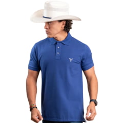 Camisa Masculina Polo Texas Farm New Style Azul Royal Logo Branco REF:CPM016