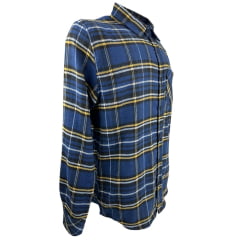 Camisa Masculina Pura Raça Country Manga Longa Flanela Xadrez Azul R.07.0077.0036