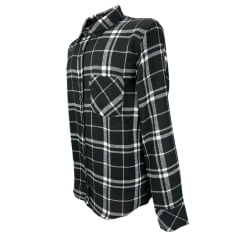 Camisa Masculina Pura Raça Country Manga Longa Flanela Xadrez Preto R.07.0077.0036