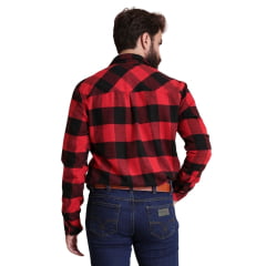 Camisa Masculina Pura Raça Country Manga Longa Flanela Xadrez Vermelho R.07.0077.0036