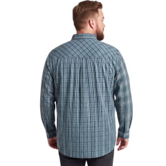 Camisa Masculina Pura Raça Plus Size Xadrez Azul Petróleo Regular Fit Manga Longa REF:070078000001
