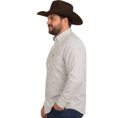 Camisa Masculina Pura Raça Plus Size Xadrez Branco E Preto Regular Fit Manga Longa REF:070078000001