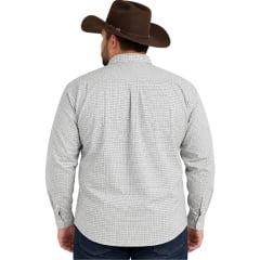 Camisa Masculina Pura Raça Plus Size Xadrez Branco E Preto Regular Fit Manga Longa REF:070078000001