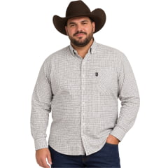 Camisa Masculina Pura Raça Plus Size Xadrez Branco E Preto Regular Fit Manga Longa REF:070078000001