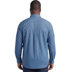 Camisa Masculina Pura Raça Plus Size Xadrez Azul Denim Regular Fit Manga Longa REF:070078000001