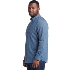 Camisa Masculina Pura Raça Plus Size Xadrez Azul Denim Regular Fit Manga Longa REF:070078000001