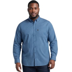 Camisa Masculina Pura Raça Plus Size Xadrez Azul Denim Regular Fit Manga Longa REF:070078000001