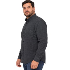 Camisa Masculina Pura Raça Plus Size Xadrez Preto E Branco Regular Fit Manga Longa REF:070078000001