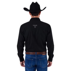 Camisa Masculina Radade 2B Texas Preta Com Dois Bolsos Manga Longa