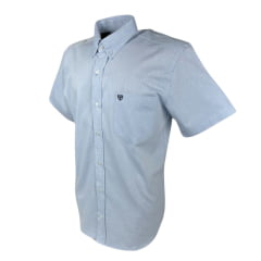 Camisa Masculina Radade Azul Lisa Manga Curta Com Logo Azul Ref:LIsa OX