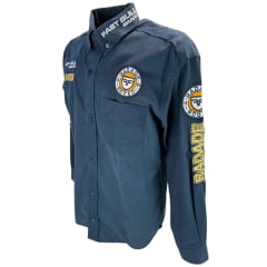 Camisa Masculina Radade Bordada Manga Longa Brands Azul Marinho Ref: 3820