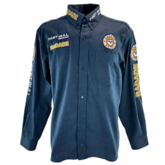 Camisa Masculina Radade Bordada Manga Longa Brands Azul Marinho Ref: 3820