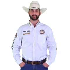 Camisa Masculina Bordada Radade Manga Longa Brands Branco Ref: 3820