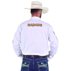 Camisa Masculina Bordada Radade Manga Longa Brands Branco Ref: 3820