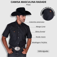 Camisa Masculina Radade Manga Curta Lisa OX Preta