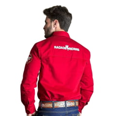 Camisa Masculina Bordada Radade Manga Longa Riders Vermelha Ref: 1865