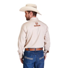 Camisa Masculina Radade Manga Longa Preta Bordado Com  Bolso Sem Botão Ref:Brownstone - Escolha a cor